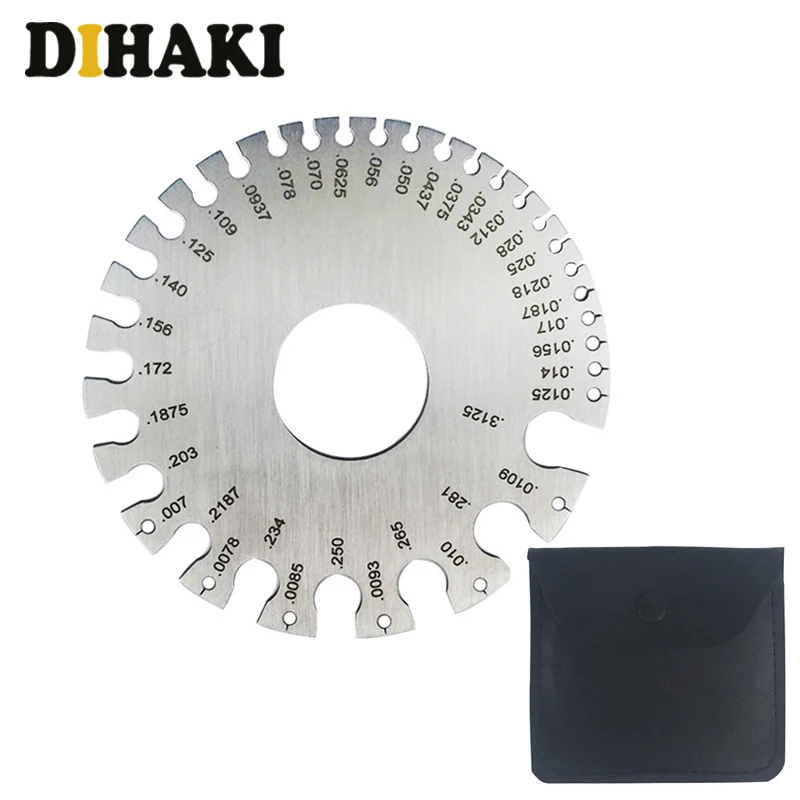 

0-36 Standard Round AWG SWG Wire Gauge with storage bag case Thickness Ruler Gauges Diameter Stainless Steel Measurer Tool
