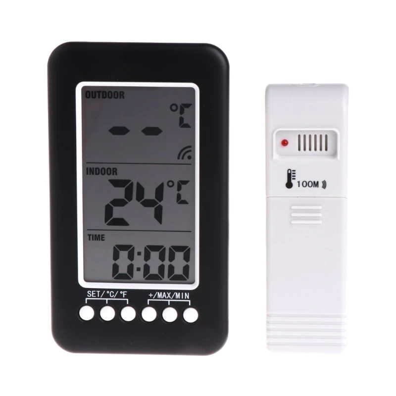 

In/Outdoor Digital Wireless Thermometer Weather Station Clock LCD C/F Temperature Gauge Meter Electronic Desk Clock -B119