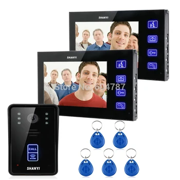 

7" Color Monitor Touch Key Video Door Phone Doorbell Intercom System IR Camera 1V2
