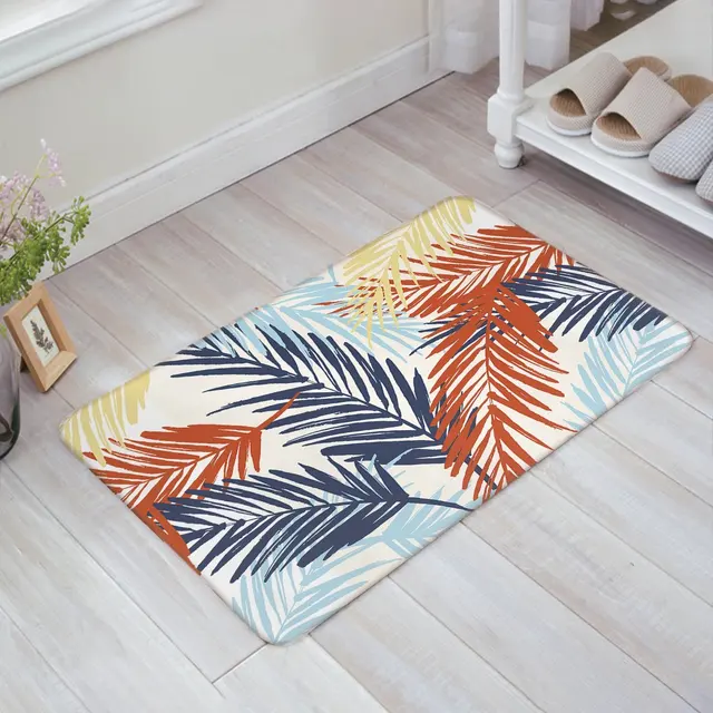 Colorful Tropical Palm Leaves Print Doormat Mat Entrance Mat