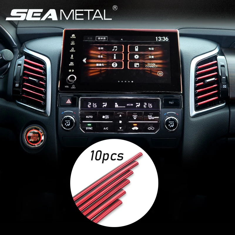 

Car Mouldings Chrome Strips Automobiles Interior Air Conditioning Outlet Vent Decorative Strip 10pcs Car Stickers Accessories
