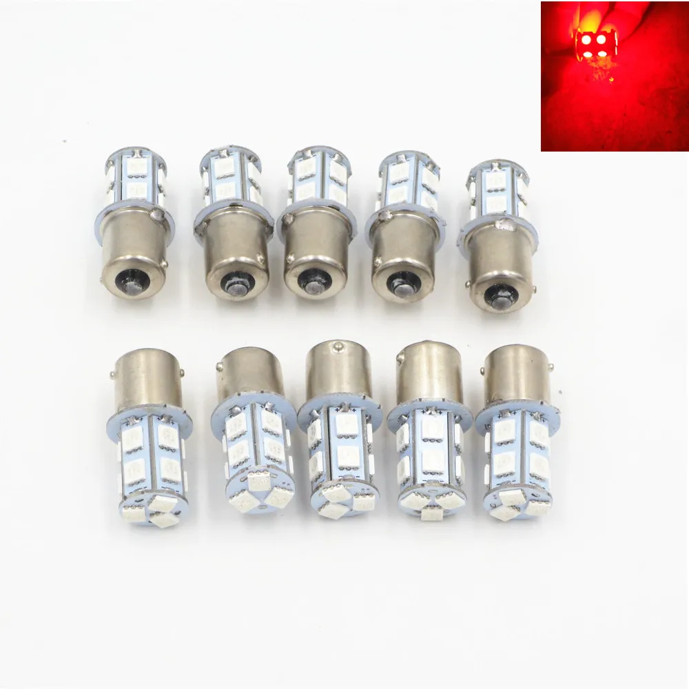 10 шт. 1156 BA15S 13 SMD светодиодный лампы p21w R5W R10W светодиодный автомобильные лампы сигнала поворота Фары заднего хода автомобиля светильник Хвост Парковка 12V 24V красный