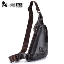 LAOSHIZI LUOSEN, уникальный дизайн для мужчин, сумка из натуральной кожи, винтажная мужская сумка через плечо, Воловья кожа, треугольный слинг, нагрудная сумка