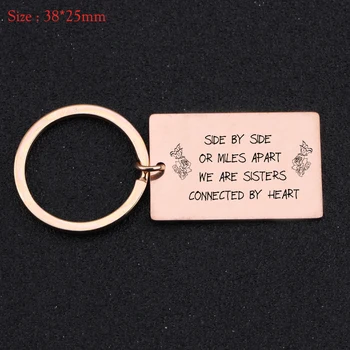 

Engraved Side By Side Or Miles Apart We Are Sisters Connected By Heart Fashion Keychain For Sister Best Friend Exclusive Gift