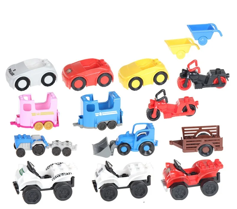 

Duplo bus car Helicopter mini figures model building kits Bricks Blocks original duplo train kid education toys