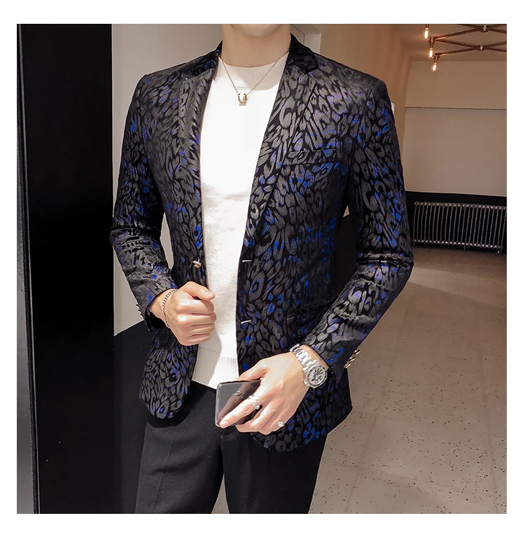 2019 Модный Принт блейзер для мужчин Высокое качество Мужской Блейзер в повседневном стиле Hombre Terno Masculino Сценические костюмы для певцов