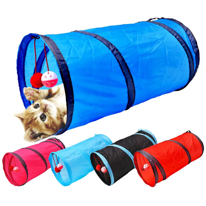 Pet Cat Toys 2 Way Cat Tunnel Collapsible Play Tube Toy For Cats