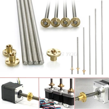 

3d printer parts 100-600mm Reprap 8mm Acme threaded Rod Stainless steel Leadscrew+T8 Nut For CNC 3D printer Drop Shipping