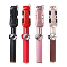 Luxo Couro Folding Bluetooth Monopé Selfie Prorrogável Vara palo Selfies Tripé Para iPhone Samsung sefiestick