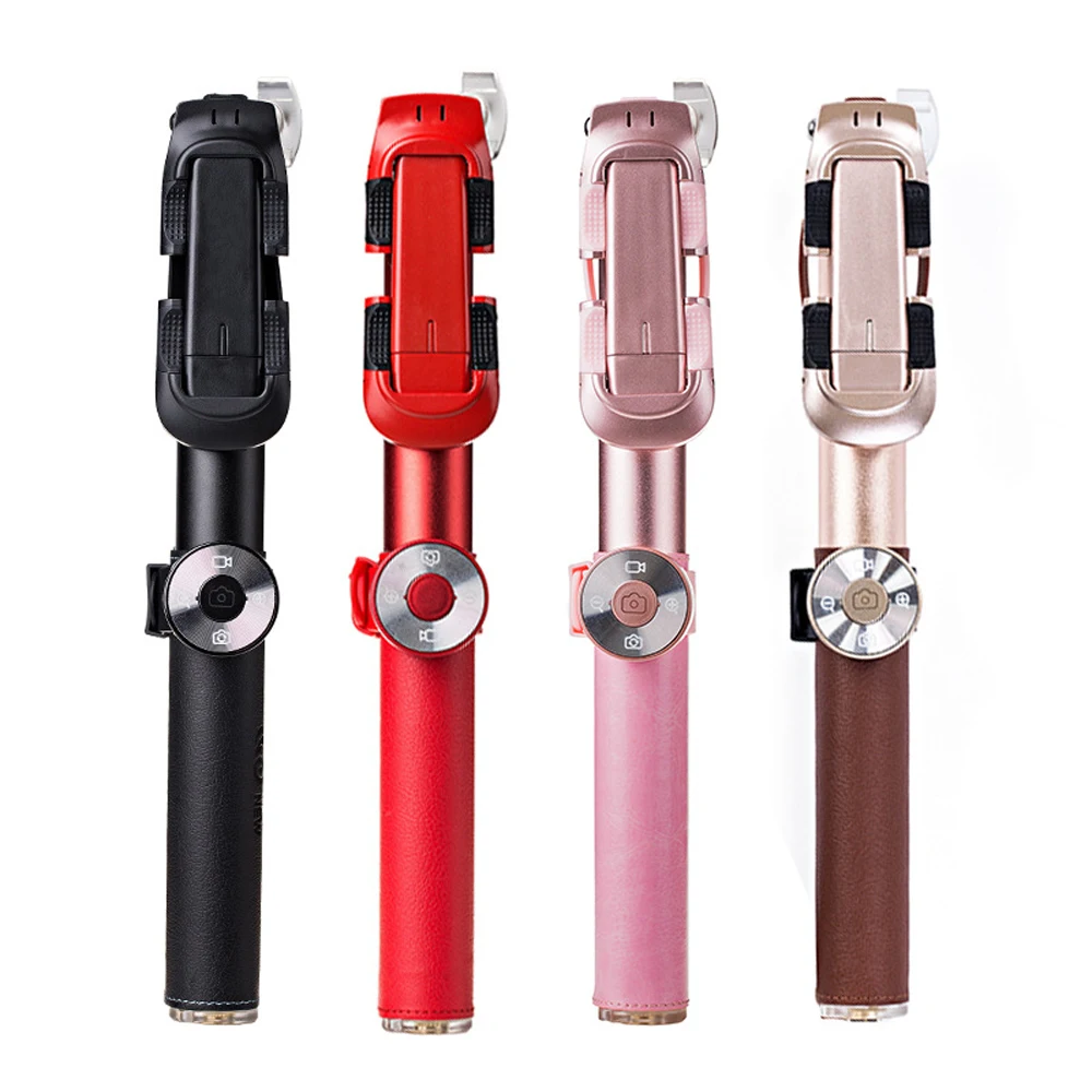 Luxury Extendable Selfie Stick Leather Folding Bluetooth Monopod palo