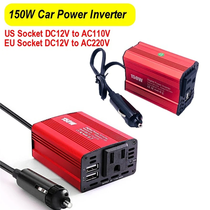 Автомобильный Инвертор US/EU Dual USB 12 В до 220 В Инвертор автомобильный преобразователь мощности автомобильное зарядное устройство адаптер авто производительность разъем