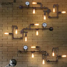 Steam punk Loft Industrial iron rust Water pipe retro wall lamp Vintage E27 sconce lights for living room restaurant bar bedroom wall lamps vintage led creative cage e27 sconce wall lights for living room bedroom bar 2 pcs vintage black loft iron wall lamp