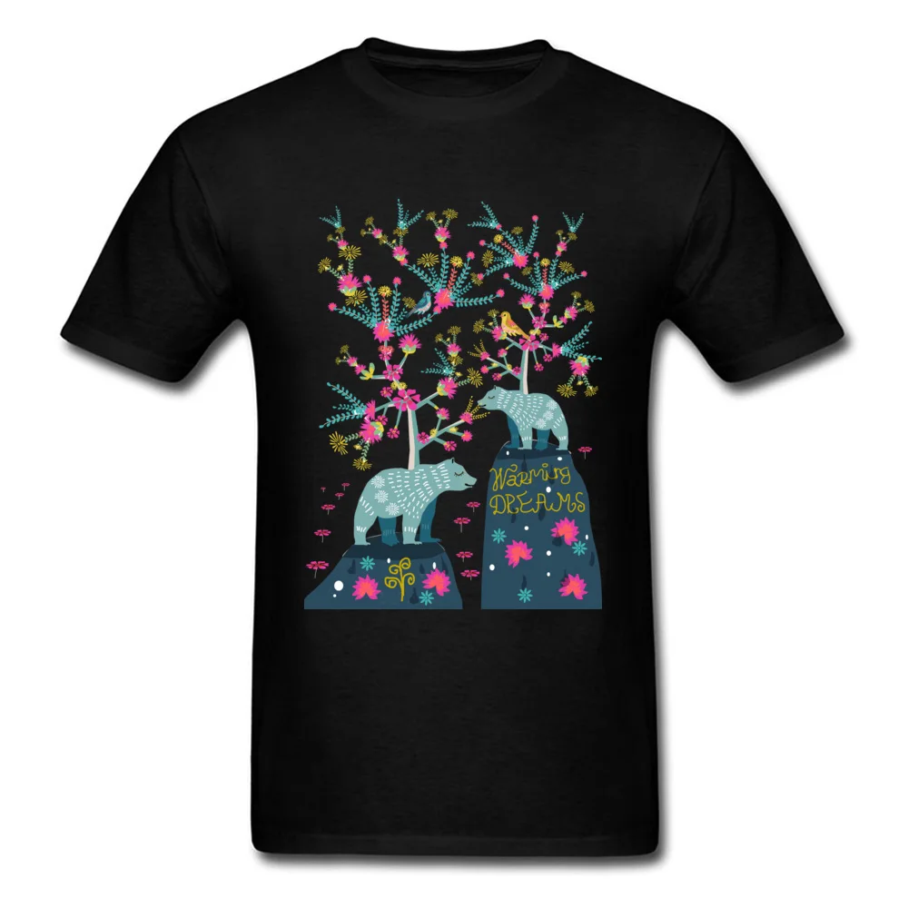 Warming Bears T Shirt Men Tops &amp Tees Woman T-shirt Lovely Flower Tshirt Black Tee-Shirts 100% Cotton Clothes Group Wholesale |