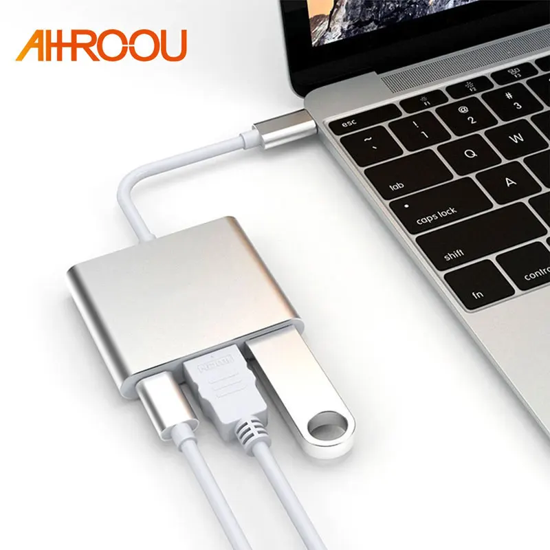 AHHROOU USB 3 1 Type C к HDMI 0 адаптер концентратор удлинитель HD 1080P для Macbook 12 &quotChromebook Pixel TV