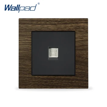 

Tel RJ11 Wall Outlet For Home Wallpad Metal Panel Wood Design EU UK Telephone Wall Socket