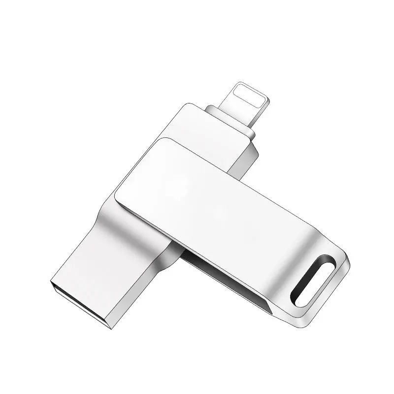 

EASYA Metal USB Flash Drive 16GB 32GB 64GB 128GB 2-in-1 OTG Mini USB Stick for Lightning/USB 2.0 Pen Drive for iPhone Computer