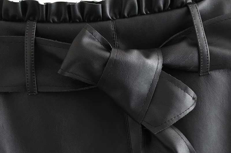 Heydress/ Осенняя винтажная юбка из искусственной кожи с бантом и поясом, с оборкой, с высокой посадкой, на молнии сзади, юбки, повседневные Faldas Mujer