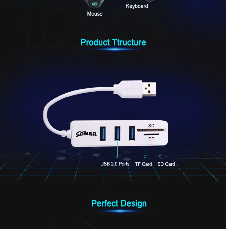 Usb-концентратор с несколькими портами 2,0 3 порта+ кардридер USB разветвитель портативный хаб USB комбо высокая скорость все в одном для SD/TF для компьютера ПК