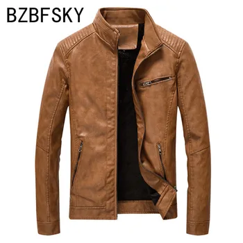 

BZBFSKY Men Leather Jacket Spring Autumn Motorcycle Leather Jackets Fashion High Quality PU Biker Jacket Male coat 4XL 5XL
