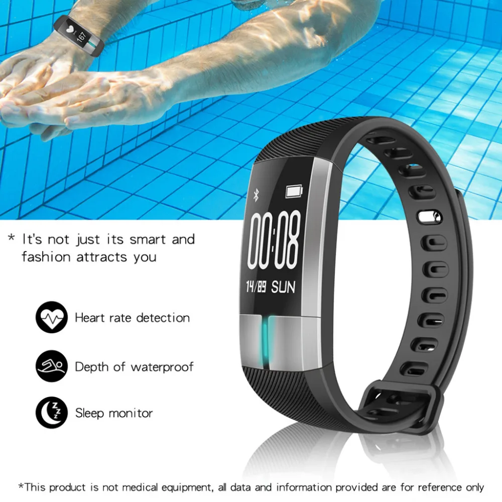 

SmartWatch Sports Fitness Activity Heart Rate Tracker Blood Pressure wristband IP67 Waterproof band Pedometer for IOS Android #W