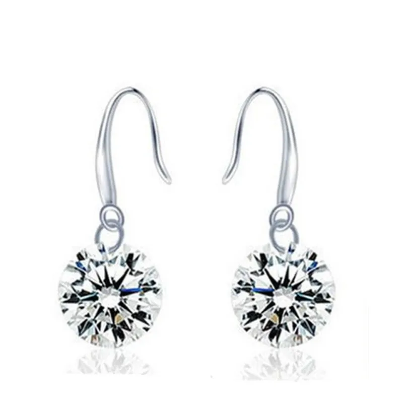 

100% 925 sterling silver fashion shiny crystal star ladies`drop earrings jewelry women Anti allergy drop shipping cheap gift