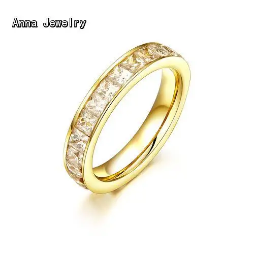 

A Dazzling Stones Ring,in 18K Gold Plated with Clear Zircons,Ship With Box.Especially For Wedding Band,Fell in Love With It.