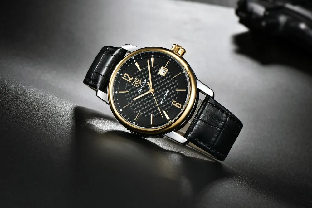 BENYAR 2020 New Fashion Top Luxury Brand Leather Watch Automatic Men Wristwatch Men Mechanical Steel Watches Relogio Masculino