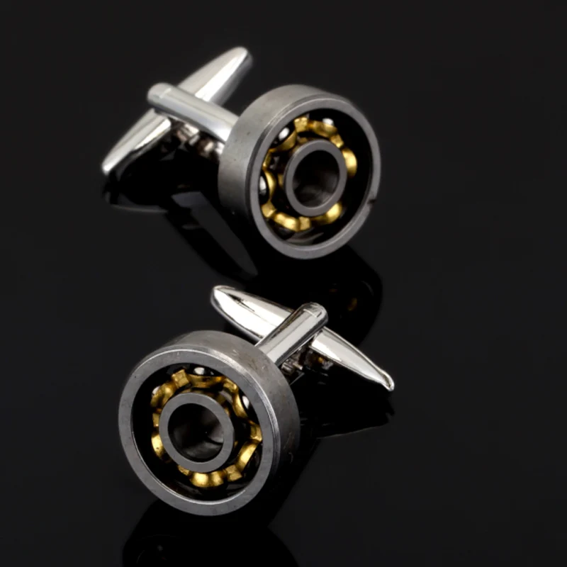 

JM Free shipping Ball Bearing Cufflinks Functional Rotatable Diversity of Mechanic Vintage Metal Color Bearing Design CuffLink
