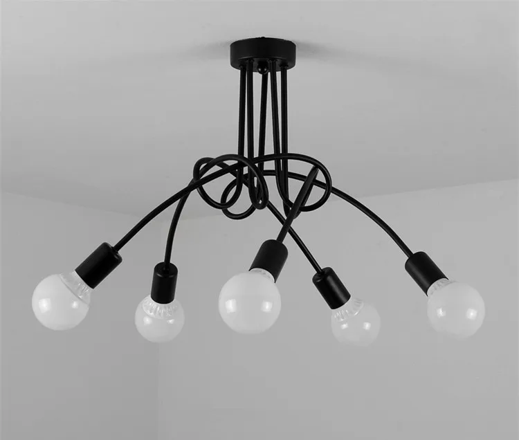 Горячие Винтаж промышленные Лофт Люстра потолочная лампа с 5 фонари (черный) лампы не входит