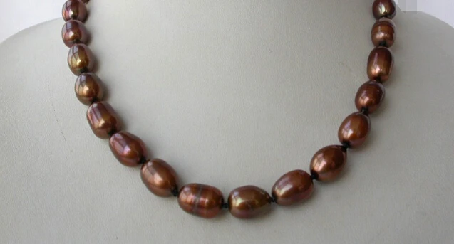 

CBN314 vogue popular 13mm baroque chocolate freshwater cultured pearl necklace17"