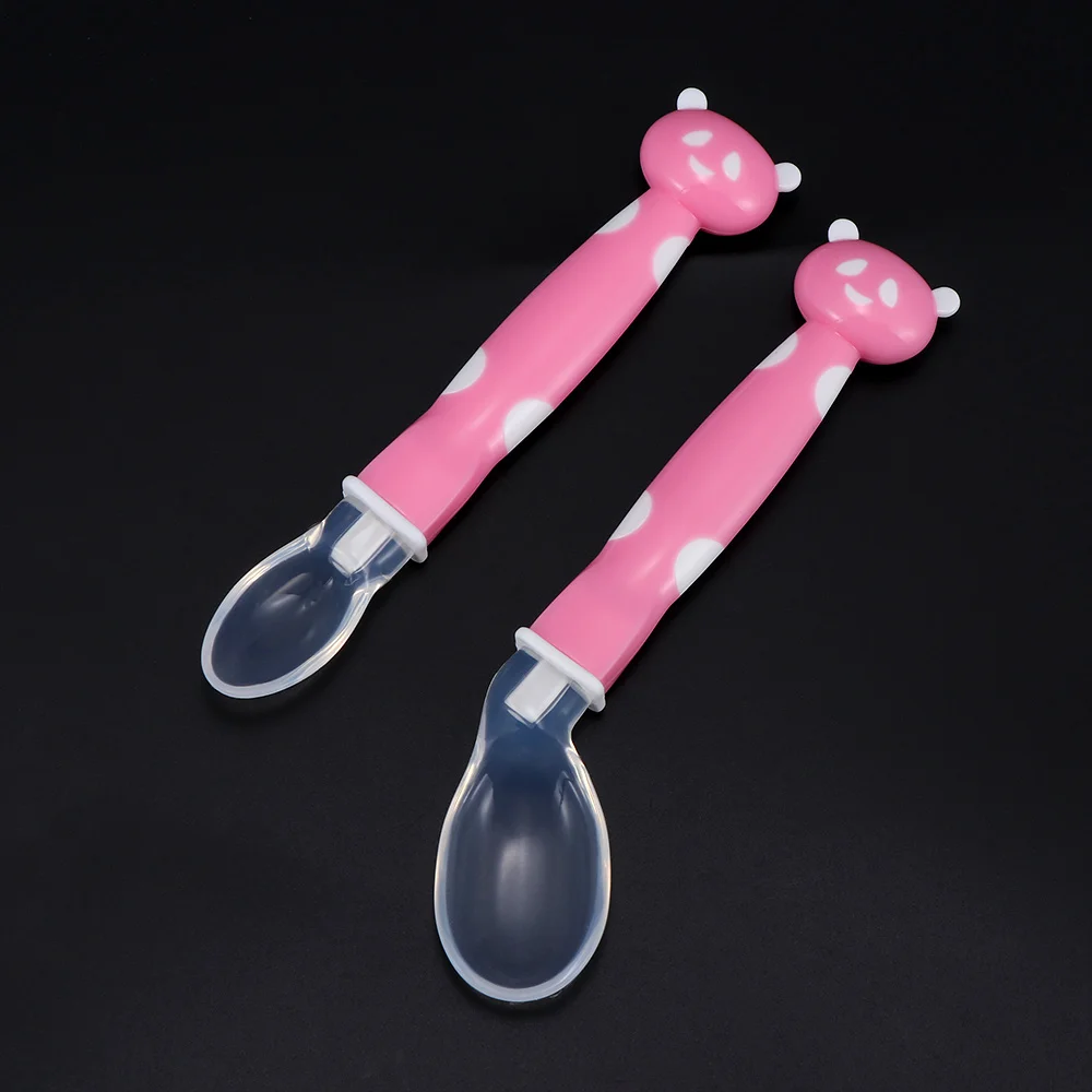 2 шт./компл. детская силиконовая Мягкая ложка для кормления посуда панда ложки с фигурками посуда детская посуда Обучающие ложки для ухода