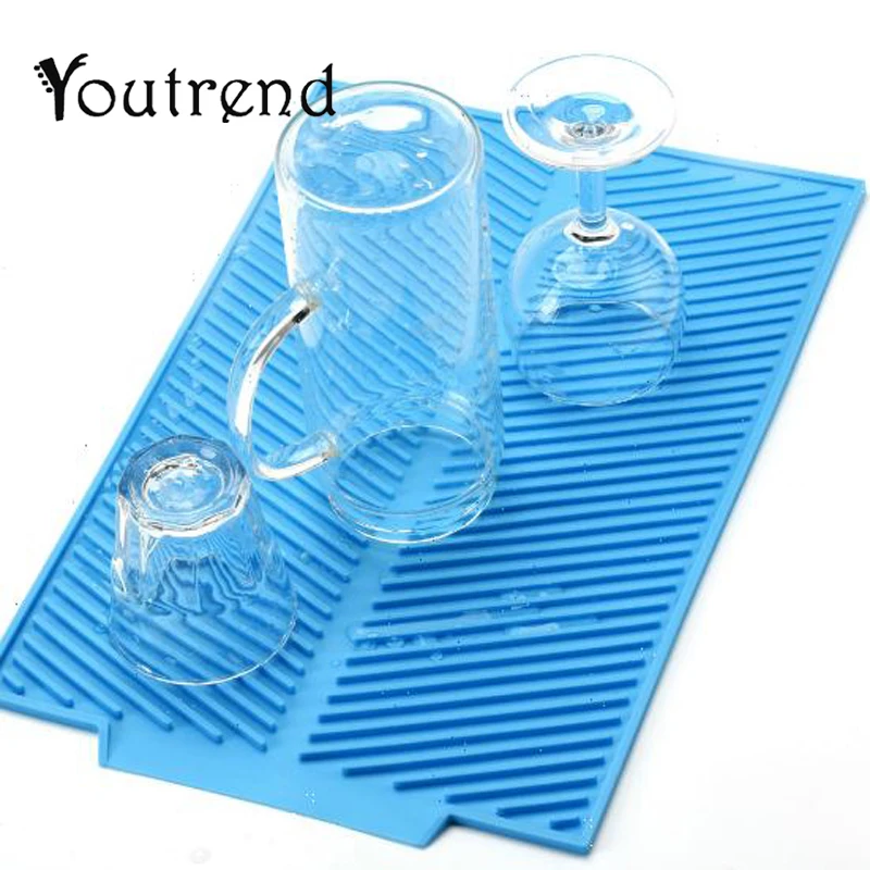

39*25CM Rectangle Extra Large Dish Drying Mat Premium Heat Resistant Silicone Antibacterial Dishwaser Safe Dinnerware Mat