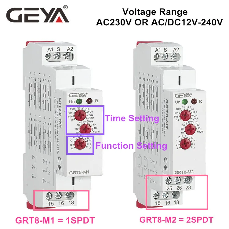 

10PCS Free Shipping GEYA GRT8-M 16A Multifunction Time Relay 12V 24V 220V AC DC Wide Range Relay Delay Timer SPDT DPDT
