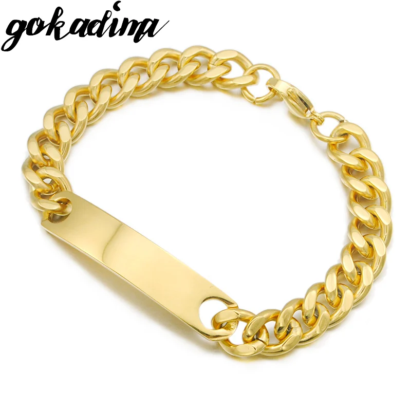 Women Men Stainless Steel ID Bracelet 4 colors WB001 Gokadima
