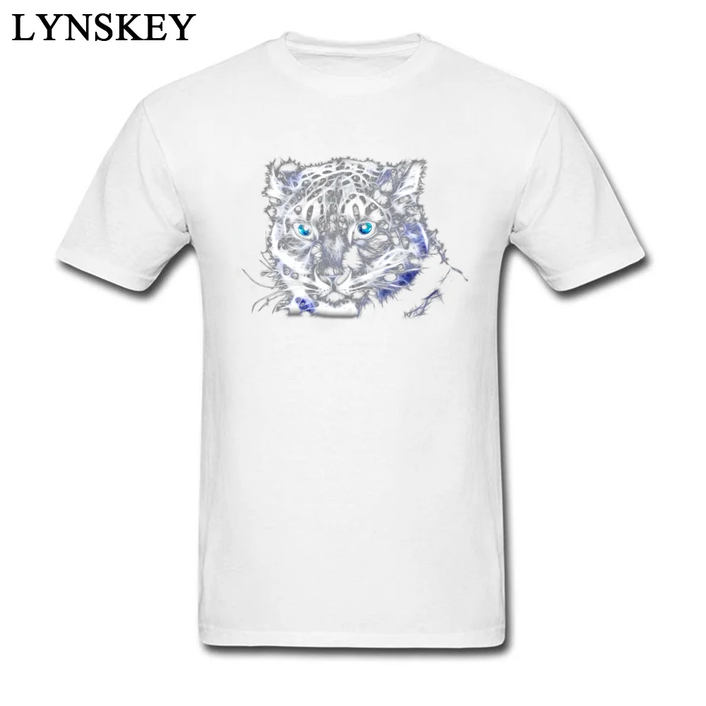 Casual Men's Snow Leopard Fractal T-shirts Coupons Summer Autumn Short Sleeve Round Collar 100% Cotton Tops T Shirt Printing Tee-Shirts Snow Leopard Fractal white