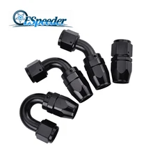 ESPEEDER AN10 Масляный топливный поворотный шланг анозированный алюминиевый прямой локоть 45 180 градусов шланг Конец масляный топливный многоразовый штуцер черный