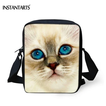 

INSTANTARTS Cute 3D Animal Cat Print Women Messenger Bags Small Cross Body Bag for Ladies Brand Designer Female Travel Handbags