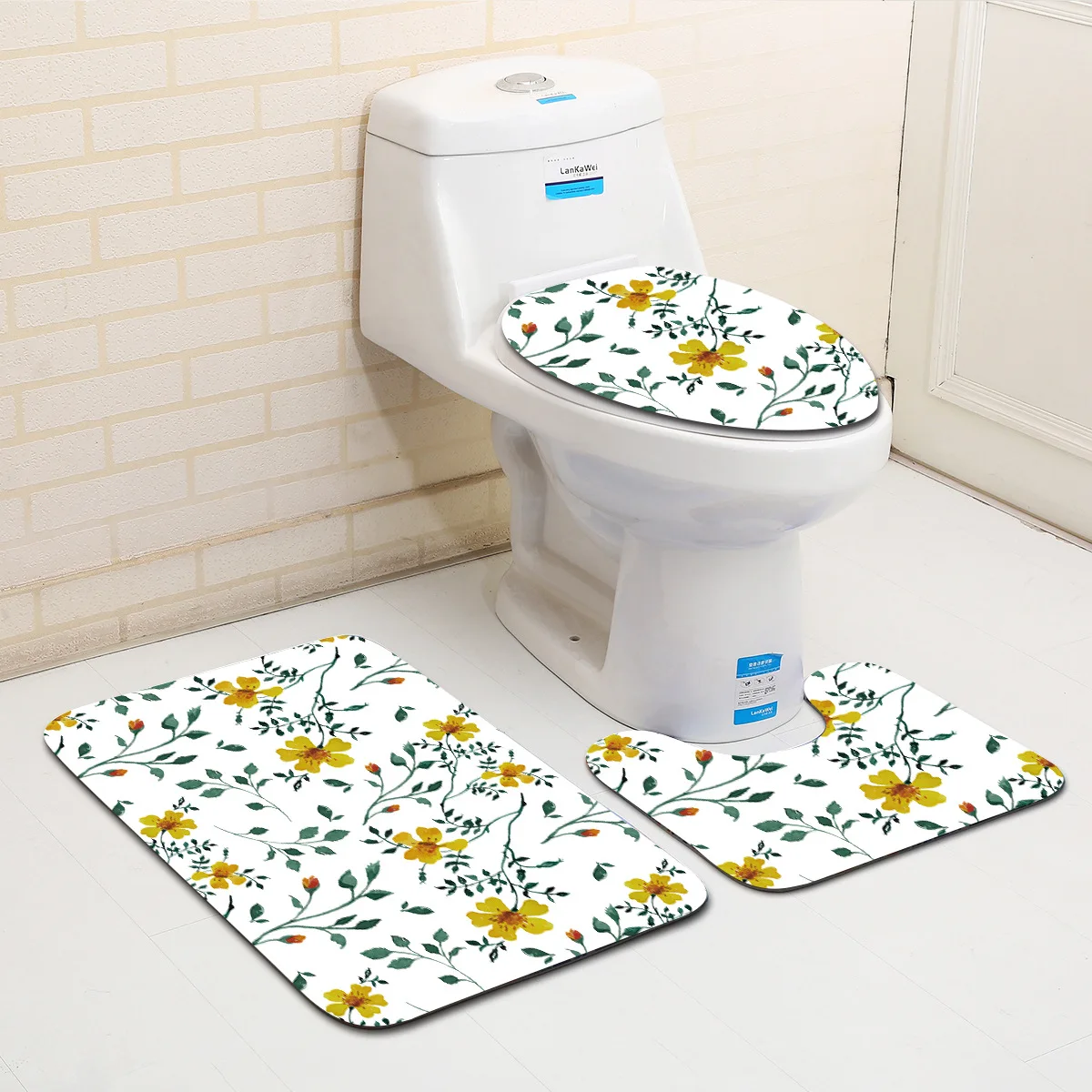 Цветочный Печатный коврик для ванной комнаты Впитывающий Коврик для туалета коврики Нескользящие Туалет Напольные Коврики крышка для