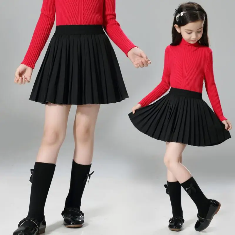

2018 Child Skirt Teenage Kids Pleated Cotton Black Dancing Skirt Philabeg Baby Toddler Clothes School Girls Tutu Skirts JW2982A