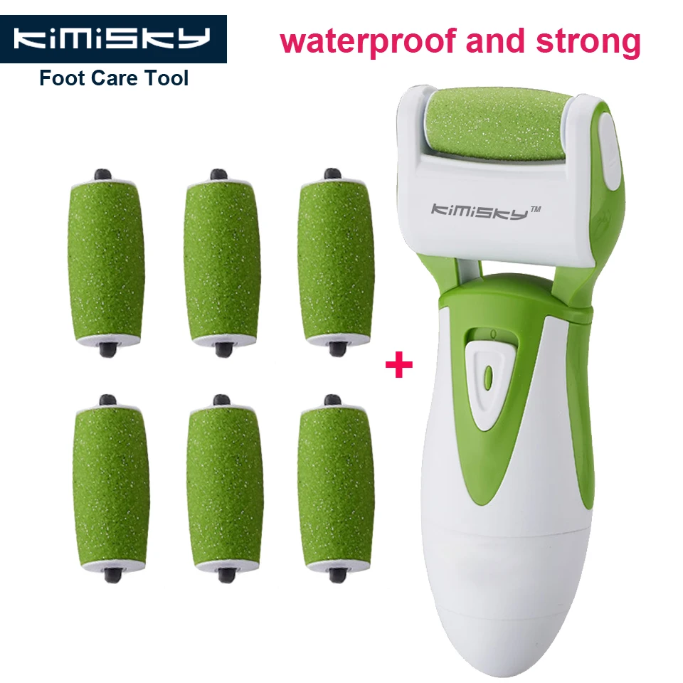 Green smooth strong electric pedicure tool Foot Care Cleaning Exfoliating Foot Care Tool 7pcs roller heads