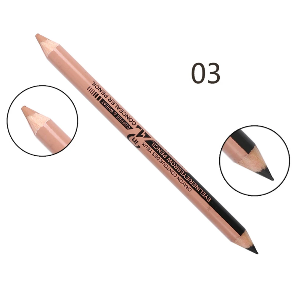 New Double-headed Black Eyeliner Creative Easy To Wear Dual-use Eyebrow Pencil+ Portable Durable Waterproof Concealer Pen TSLM2 - Цвет: Розовый