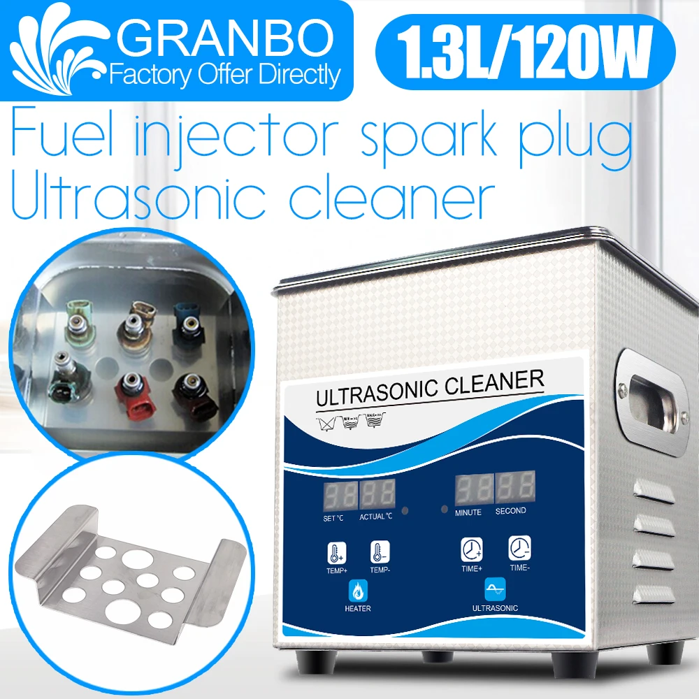 

Granbo 1.3L 120W Ultrasonic Fuel Nozzle Cleaner Hot Water Cleaning Bath Oil Nozzle Spark Plug Small fuel injector remove carbon