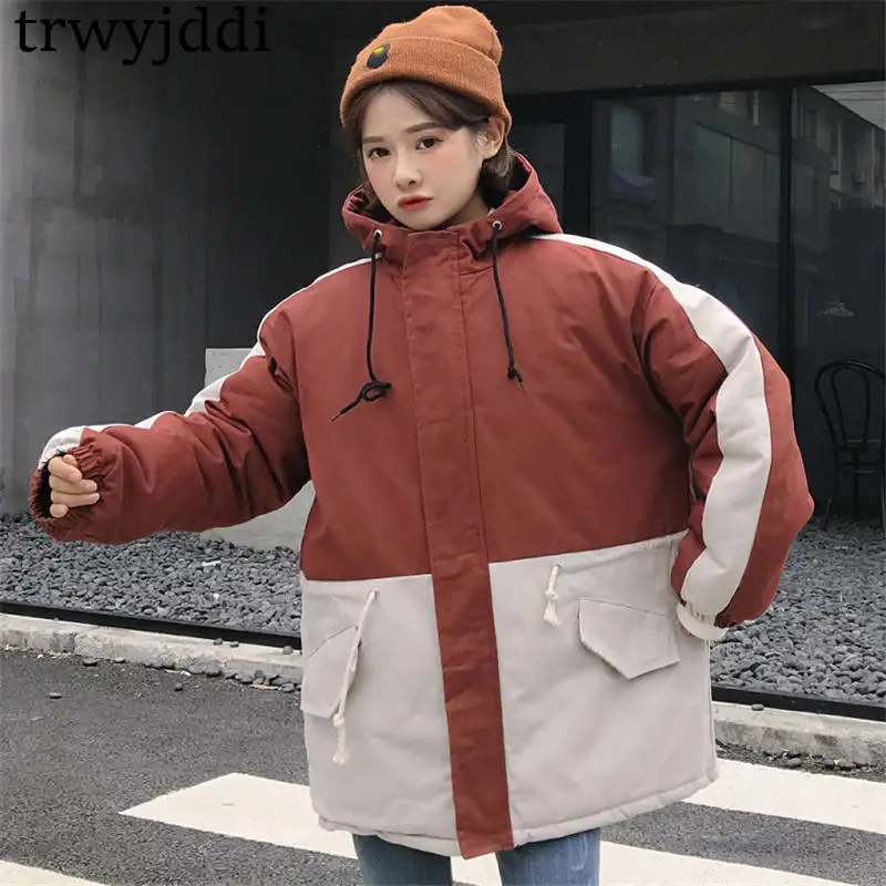 À caramel D'hiver Collège green Capuchon Outwear Zipper Manteaux Manches Nouvelles Longues Patchwork Veste Black 2018 Vestes Femmes Baseball N136 SxEOwnTqU