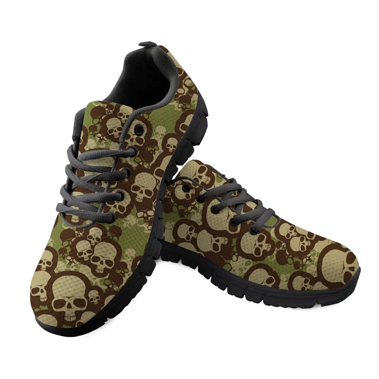 Twoheartsgirl/Классические вулканизированные туфли с принтом черепа для мужчин; дышащая обувь на шнуровке; сезон весна-лето; удобные кроссовки на плоской подошве; большие размеры - Цвет: CA4771BAQ
