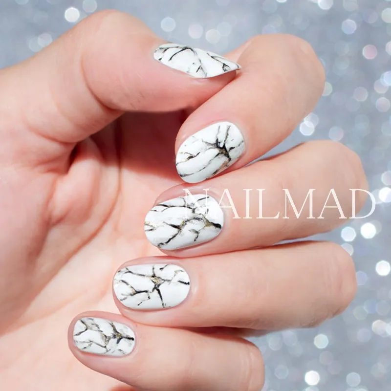 1 лист NailMAD каменные мраморные наклейки для ногтей переводные наклейки s Белый мрамор наклейки для ногтей татуировки черный мрамор водная горка