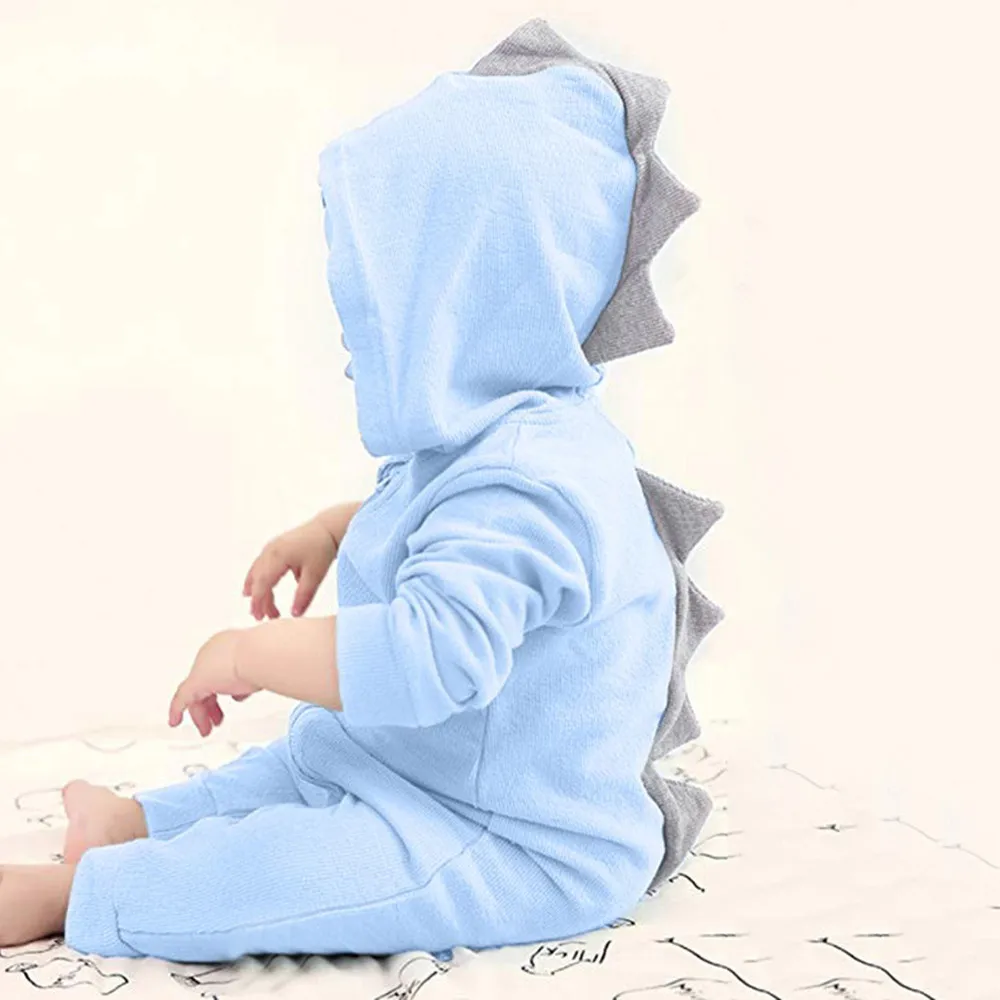 Для маленьких мальчиков и девочек, ромперы для младенцев детская куртка с капюшоном "Динозаврик" комбинезон на молнии Комбинезоны с длинными рукавами; осенние детские хлопковые брюки; комбинезоны