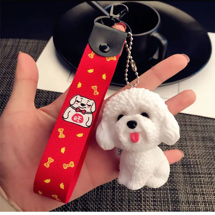 7 Simulation Teddy Dog Keychains For Women Bags Fashion Jewelry Animal Keyring Men Car Keychain Husky Pendant Trinket Keyholder