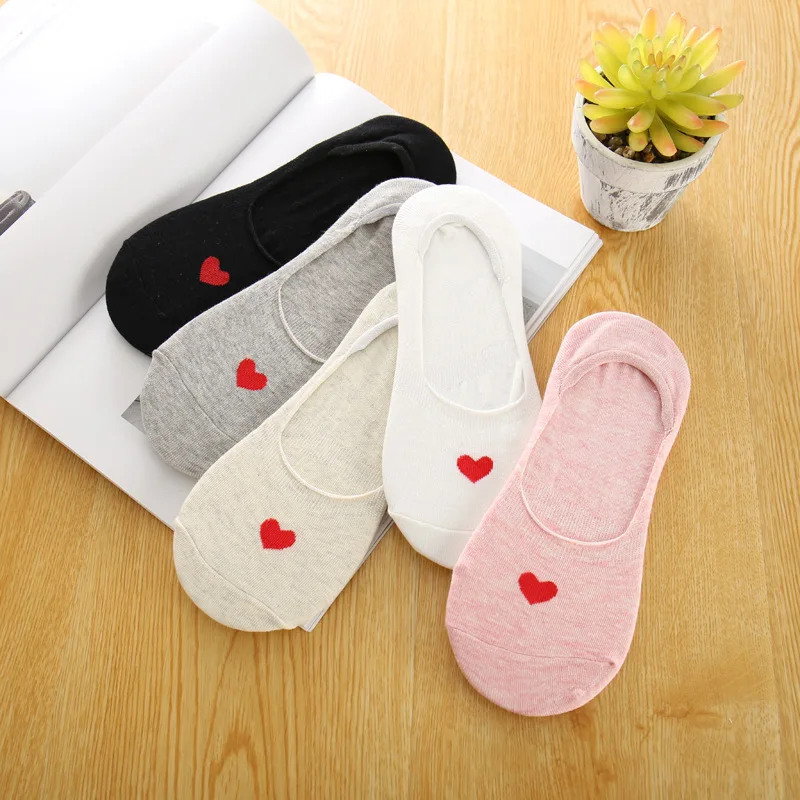 

Solid Women Love Patterned Ankle Breathable Low Sock Seamless Invisible Socks Slippers Female Cotton Cheap Boat Short Socks Thin