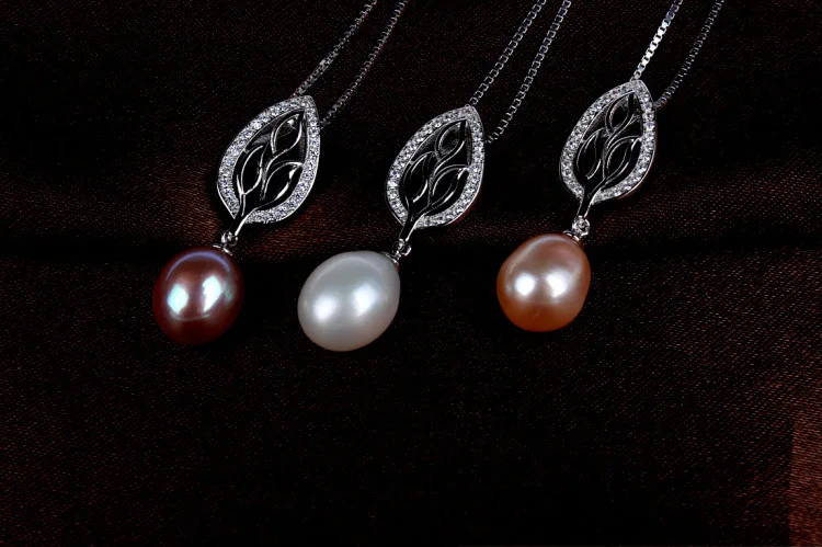 

CHP31 delicate a small leaf shape pendant with a beautiful pearl,925 sterling silver necklace for gift