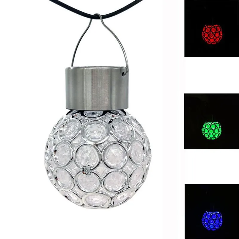 3pcs Waterproof Solar ball light Rotatable Outdoor Sun Fast Charing Camping Hanging Lights Stainless Stell+Plastic LED Bulb